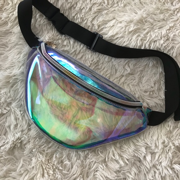 clear holographic bum bag